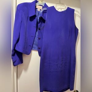 Vintage 100% Purple Silk Pat Argenti 2-piece suit - dress & jacket - size 6